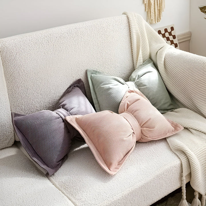 Dekokissen aus Cord in Knotenform