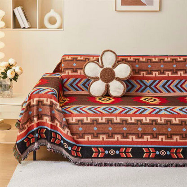 Geometrischer Boho-Sofaüberwurf, großes Format