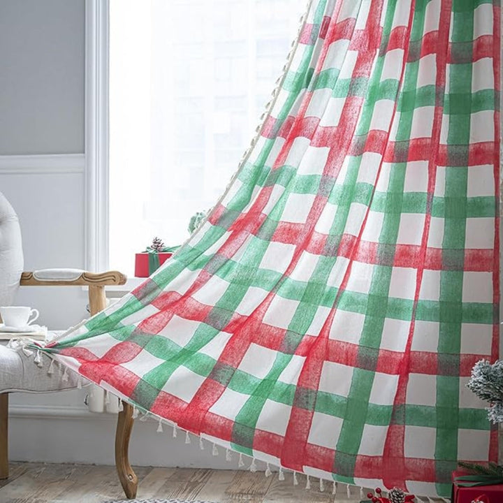 Weihnachtsvorhang mit Karomuster, halbverdunkelnd