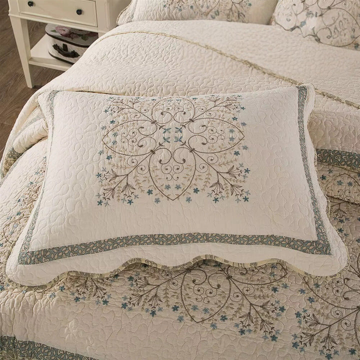Florales Patchwork-Tagesdecken-Set, 3-teilig