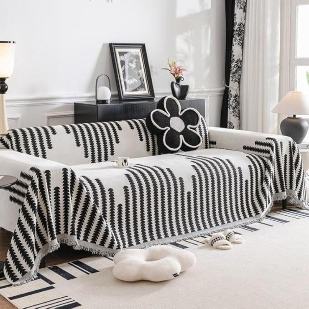 Einteiliger Chenille-Sofawurf mit Farnmuster