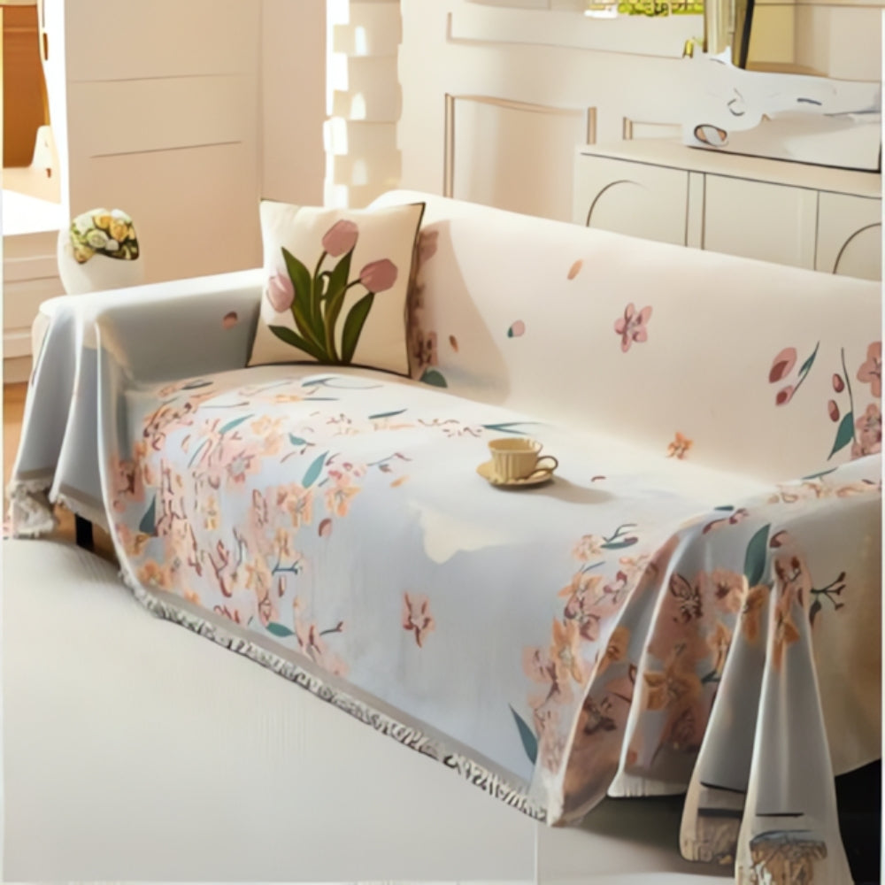 Wendbarer Sofaüberwurf aus floralem Jacquard