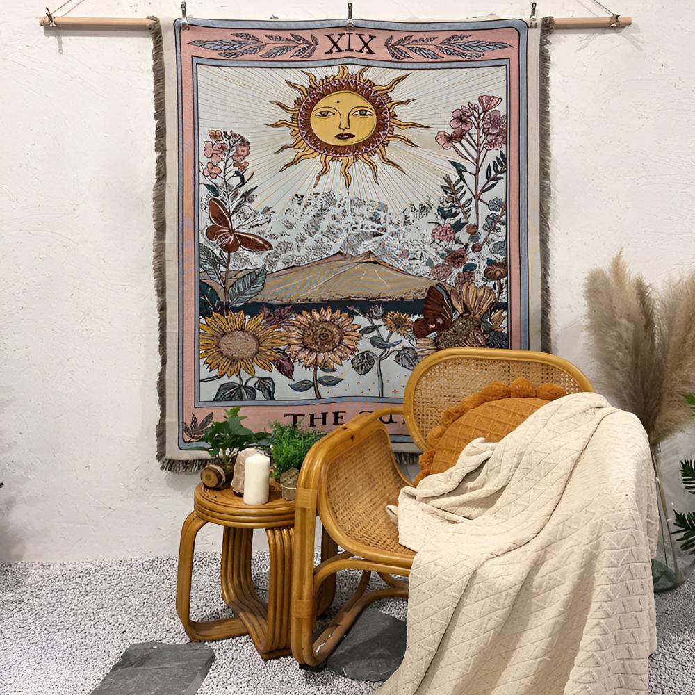 Boho-Wandbehang mit Sonnenmotiv 130 x 160 cm