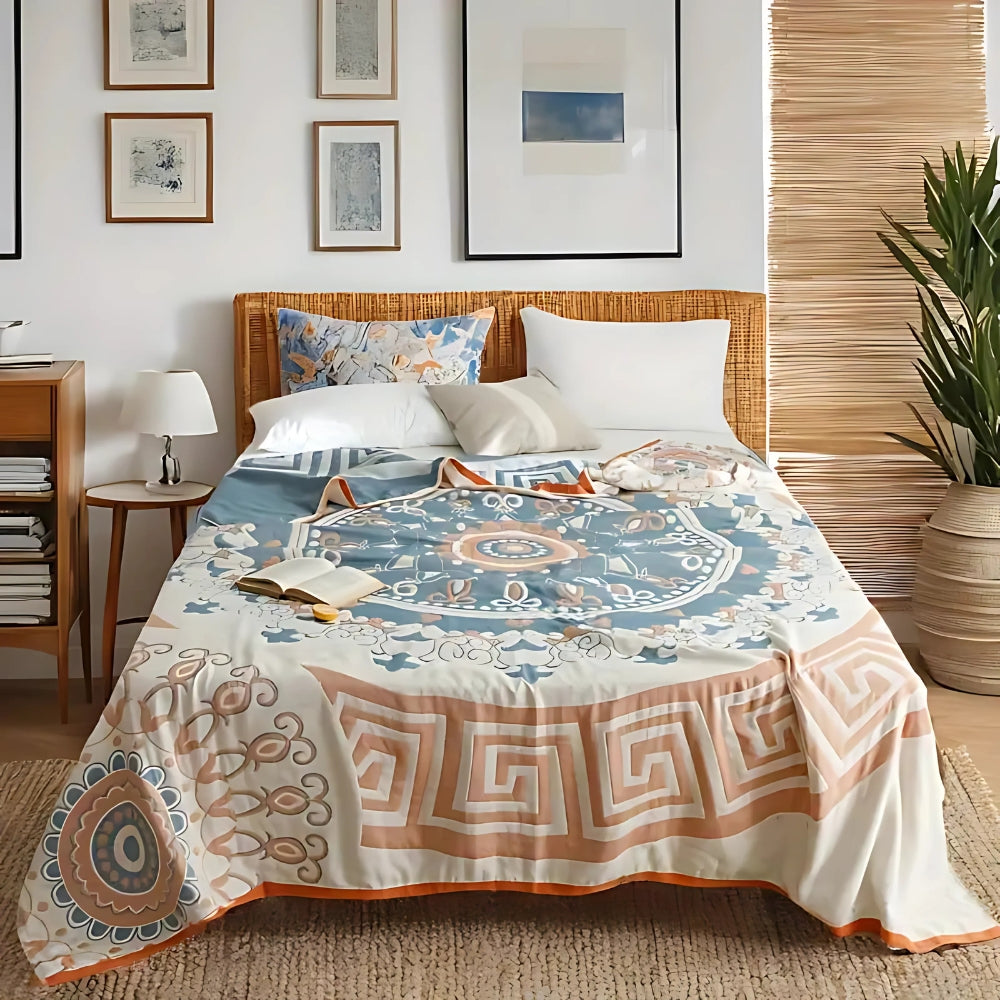 Gewebte Baumwolldecke mit Mandala-Muster