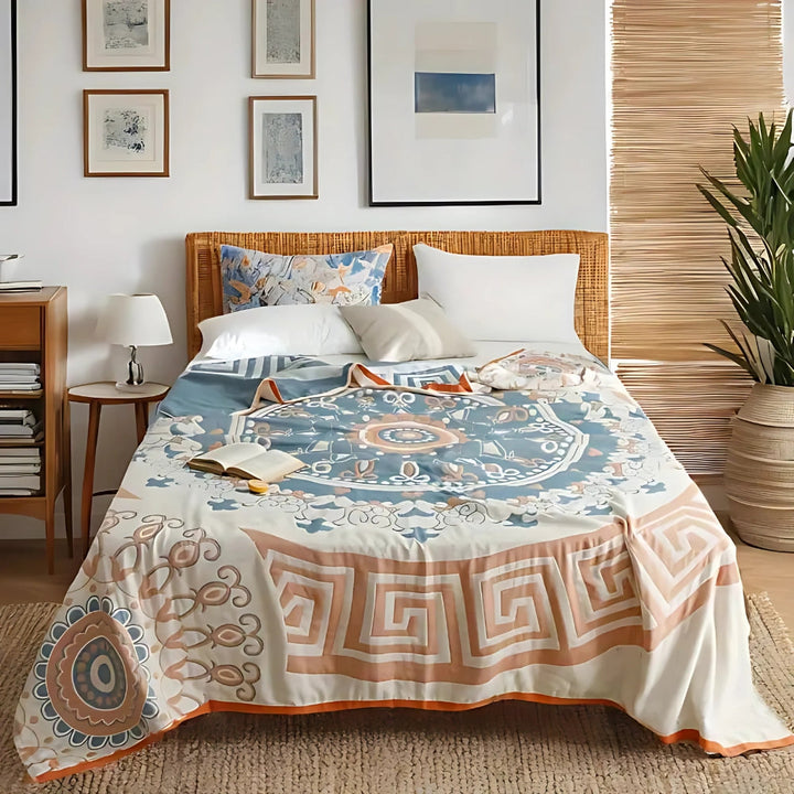 Gewebte Baumwolldecke mit Mandala-Muster
