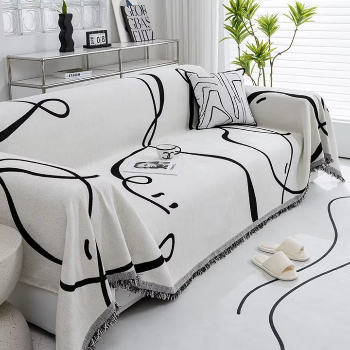 Chenille-Sofawurf mit Linienmuster, beidseitig verwendbar