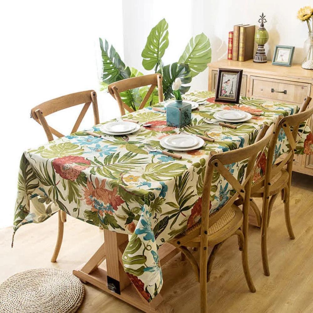 Baumwoll-Tischdecke mit Monstera-Blättern