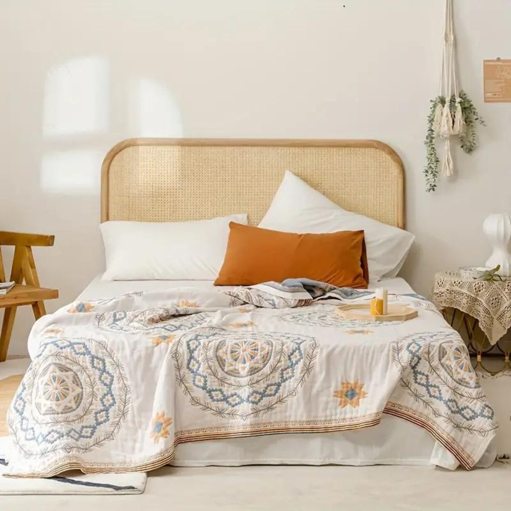 Baumwoll-Tagesdecke mit Boho-Mandala