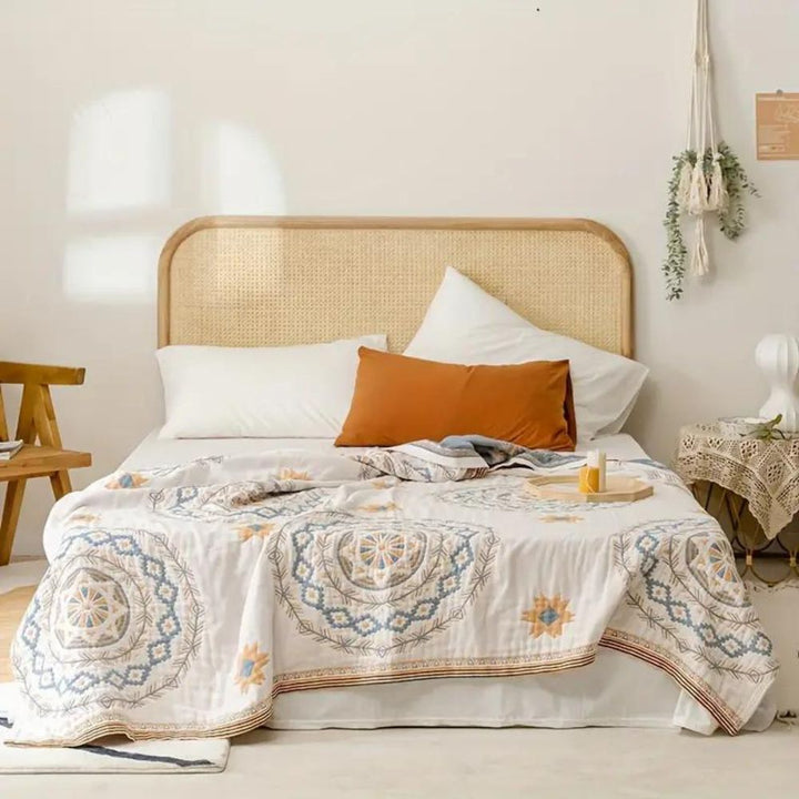 Baumwoll-Tagesdecke mit Boho-Mandala