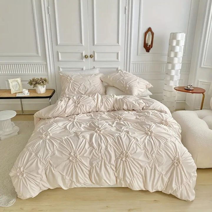 Bettwäsche-Set mit Rüschen und Blumenmuster
