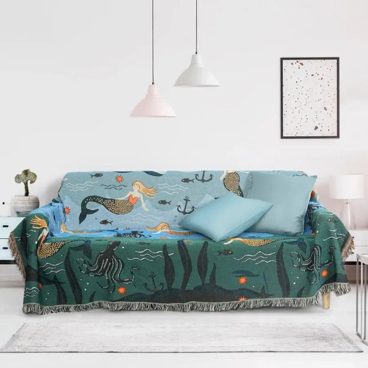 Sofaüberwurf mit Unterwassermotiv