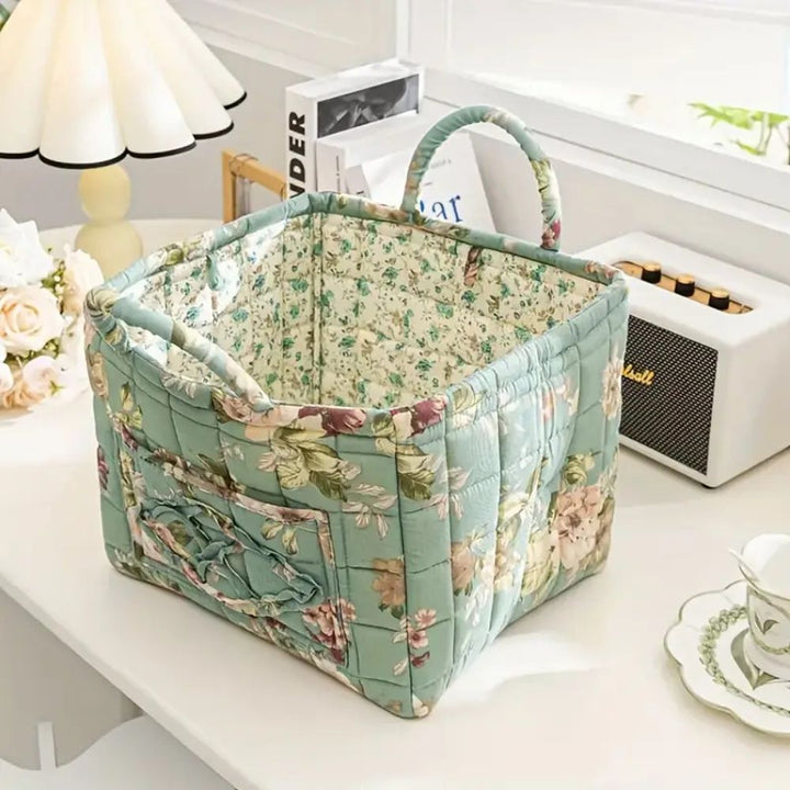 Aufbewahrungskorb aus Stoff mit Blumenmuster 33 x 27 cm