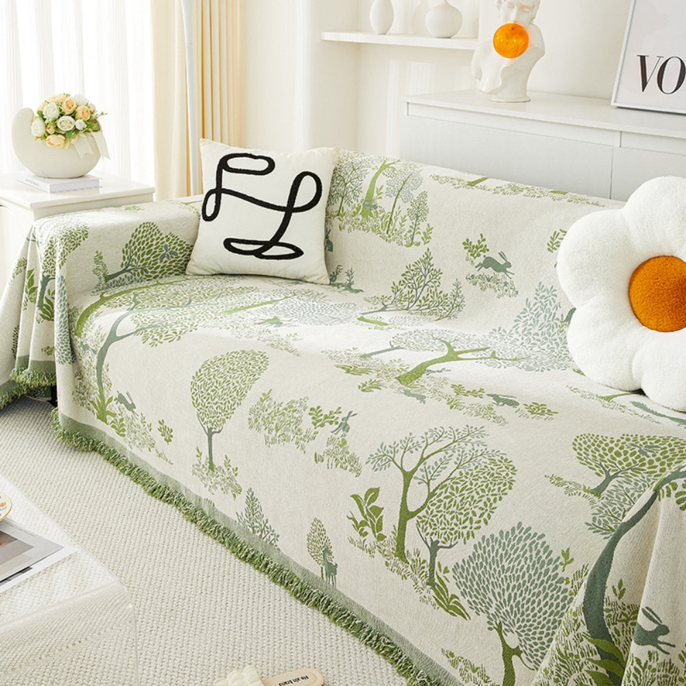 Chenille-Sofawurf mit Waldmuster