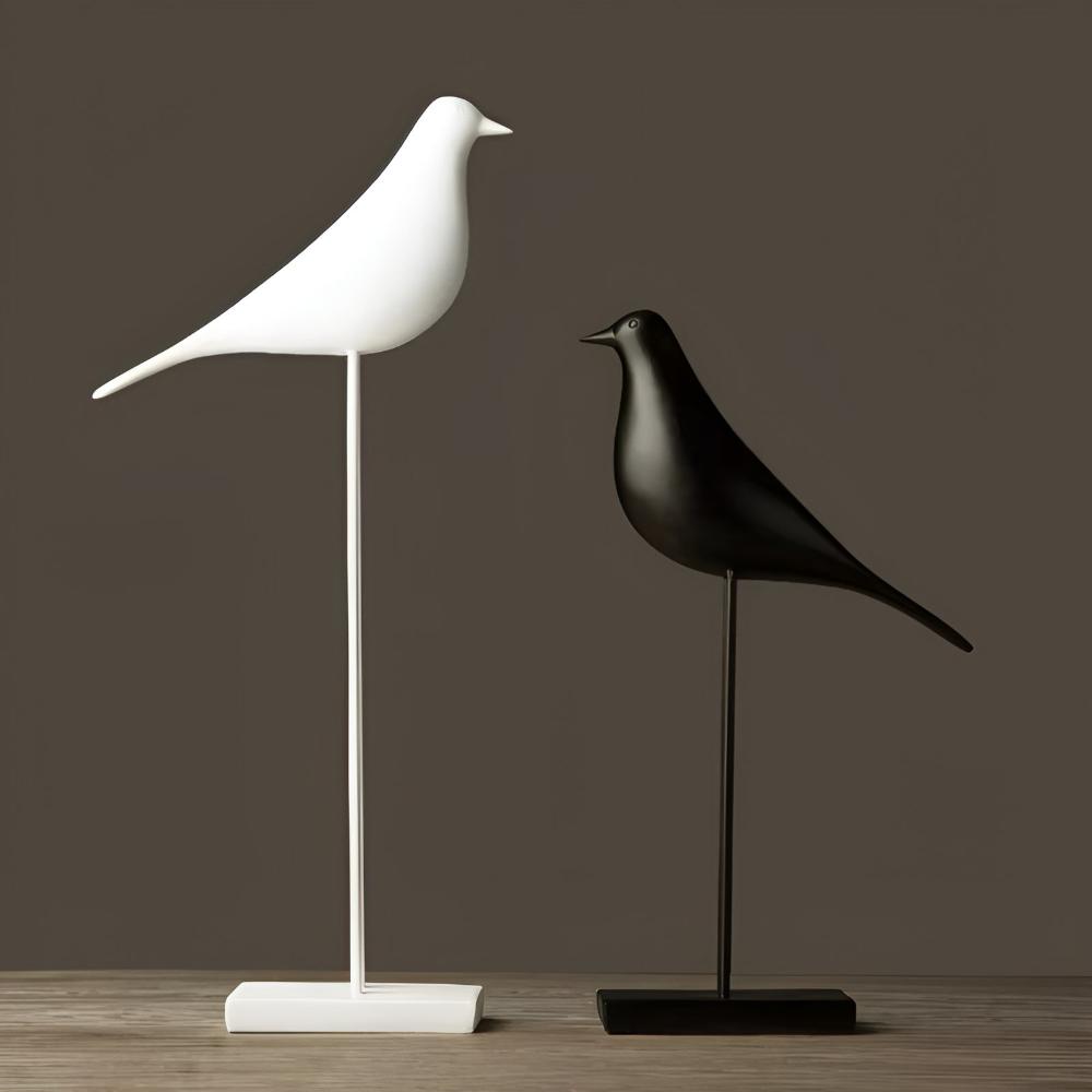 Minimalistische Vogelfigur, schwarz oder weiß
