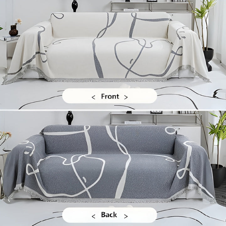 Chenille-Sofawurf mit Linienmuster, beidseitig verwendbar