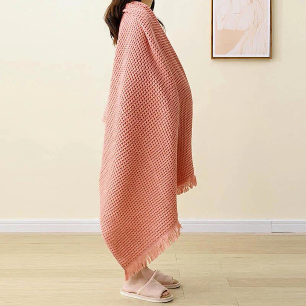 Badetuch aus Waffelpiqué-Baumwolle, auch als Stola tragbar