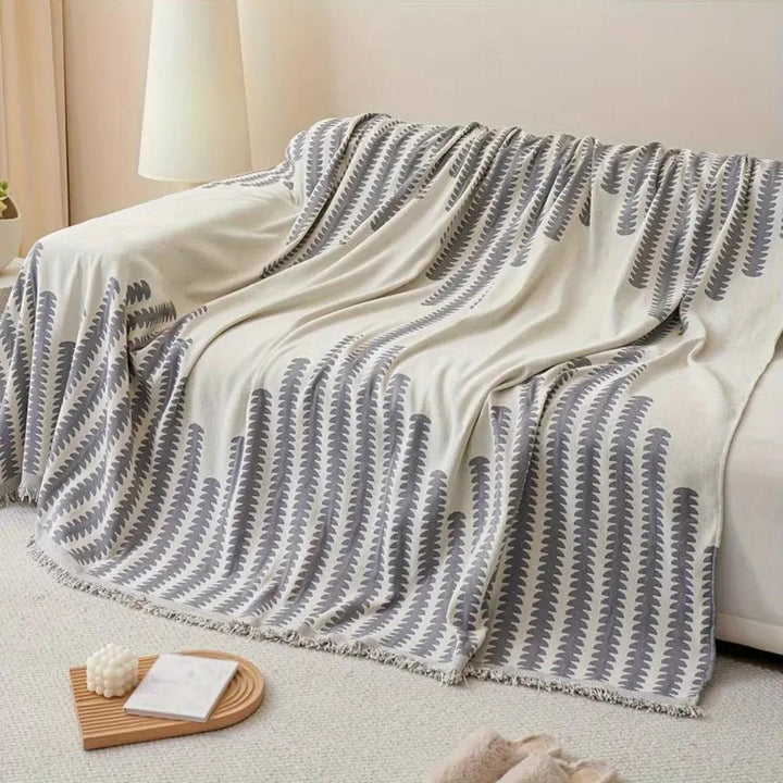 Einteiliger Chenille-Sofawurf mit Farnmuster