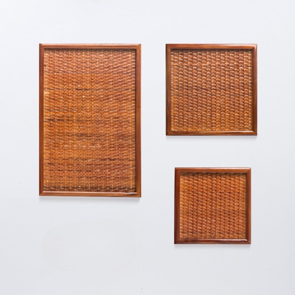 Holztablett für Tee mit Rattanmuster