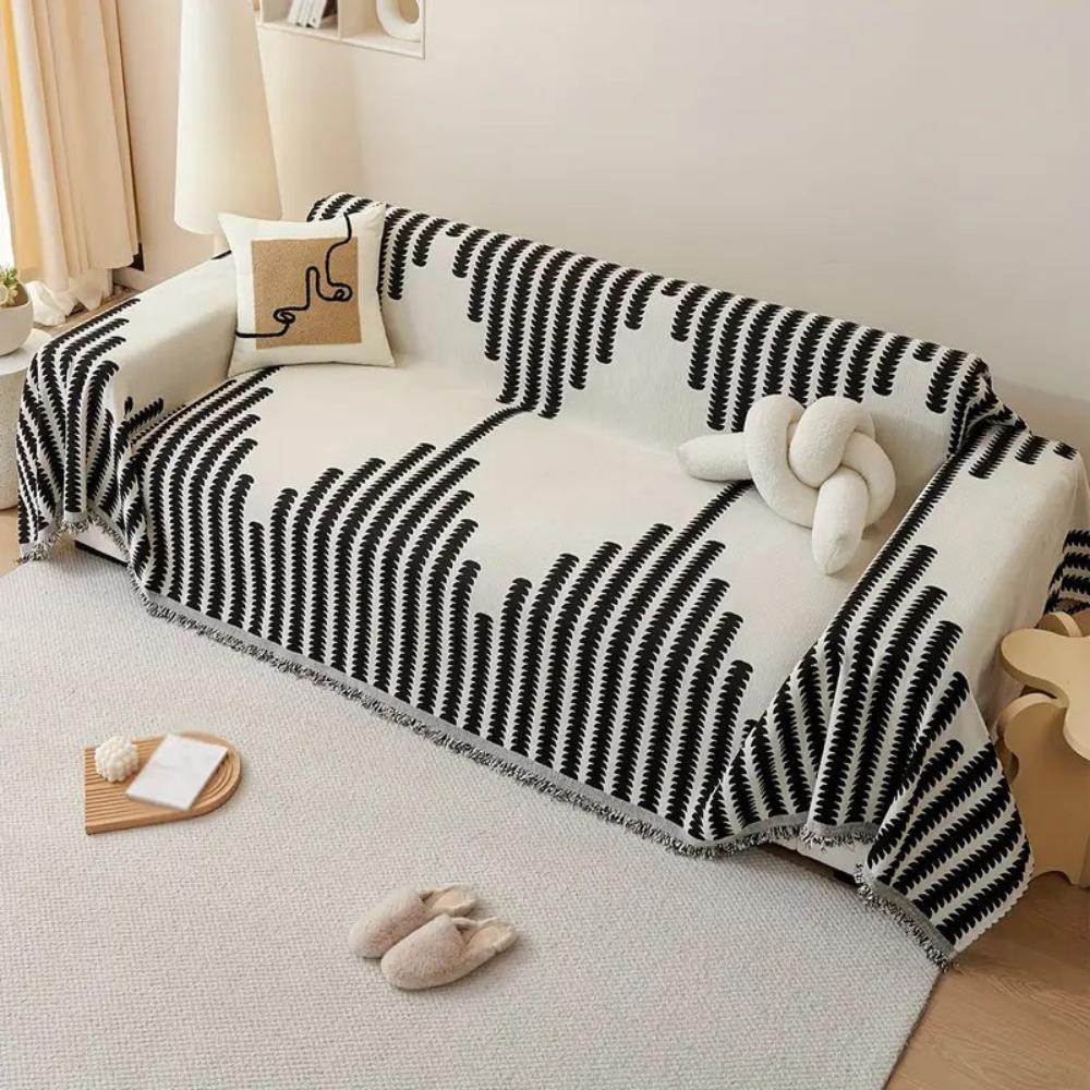 Einteiliger Chenille-Sofawurf mit Farnmuster