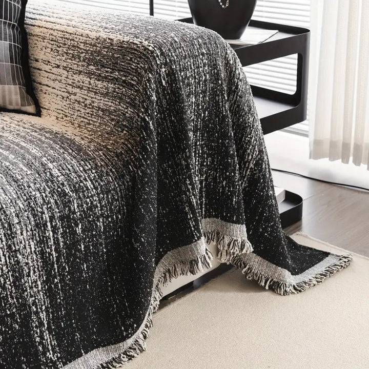 Einfarbiger Chenille-Sofawurf in Naturton