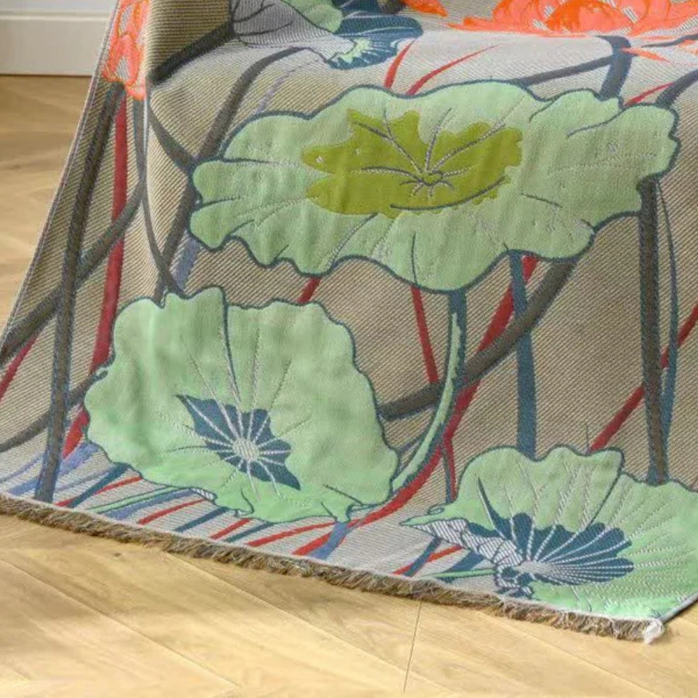 Baumwoll-Badetuch mit Lotusmotiv 80 x 160 cm