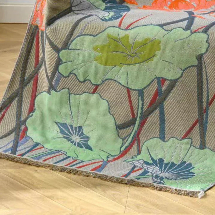 Baumwoll-Badetuch mit Lotusmotiv 80 x 160 cm