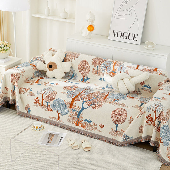 Chenille-Sofawurf mit Waldmuster