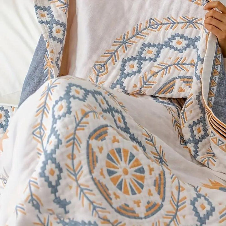 Baumwoll-Tagesdecke mit Boho-Mandala
