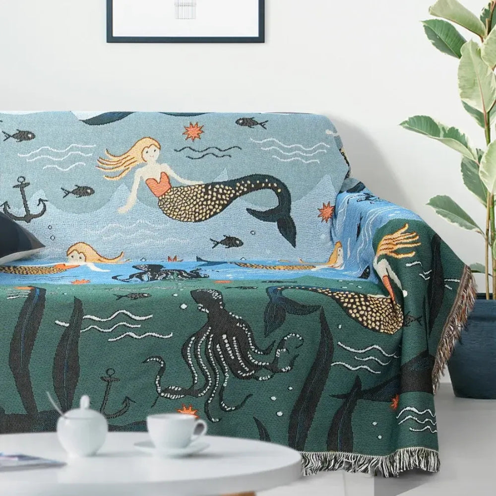 Sofaüberwurf mit Unterwassermotiv