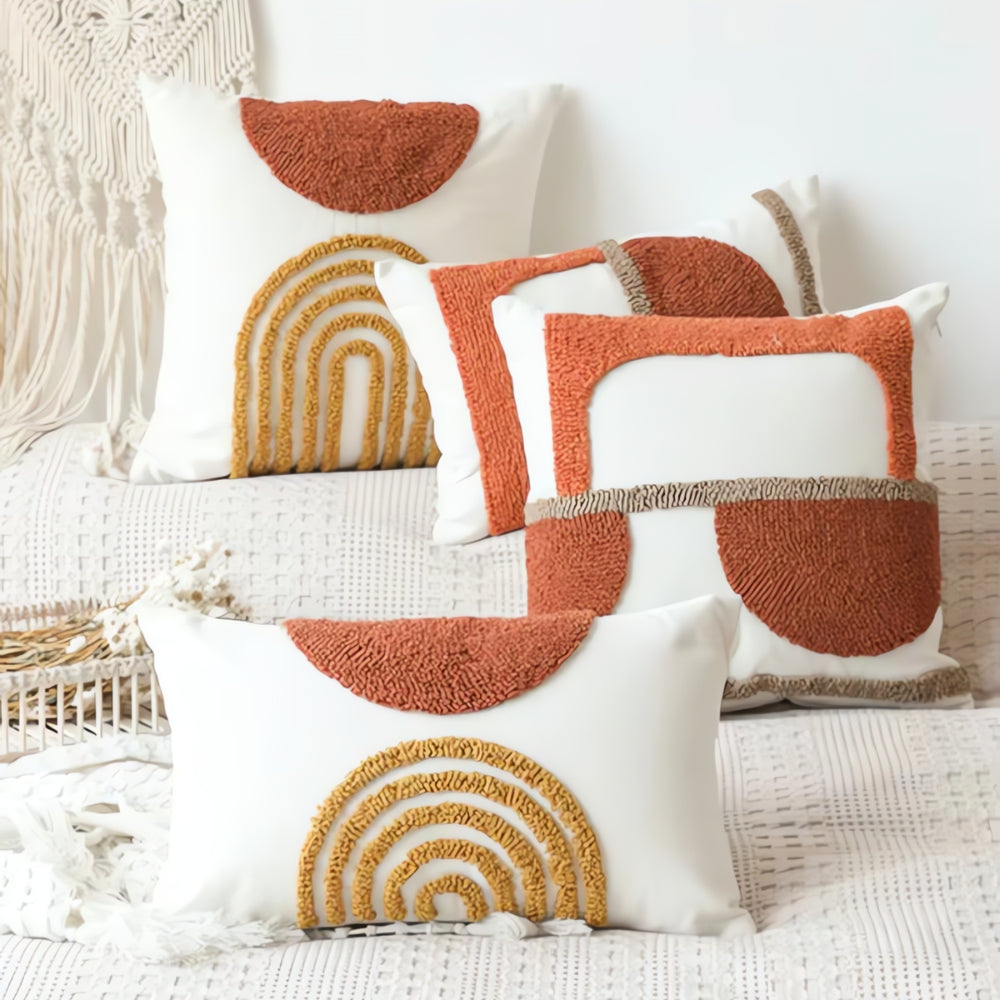 Geometrisch bestickter Kissenbezug – Ansicht 01