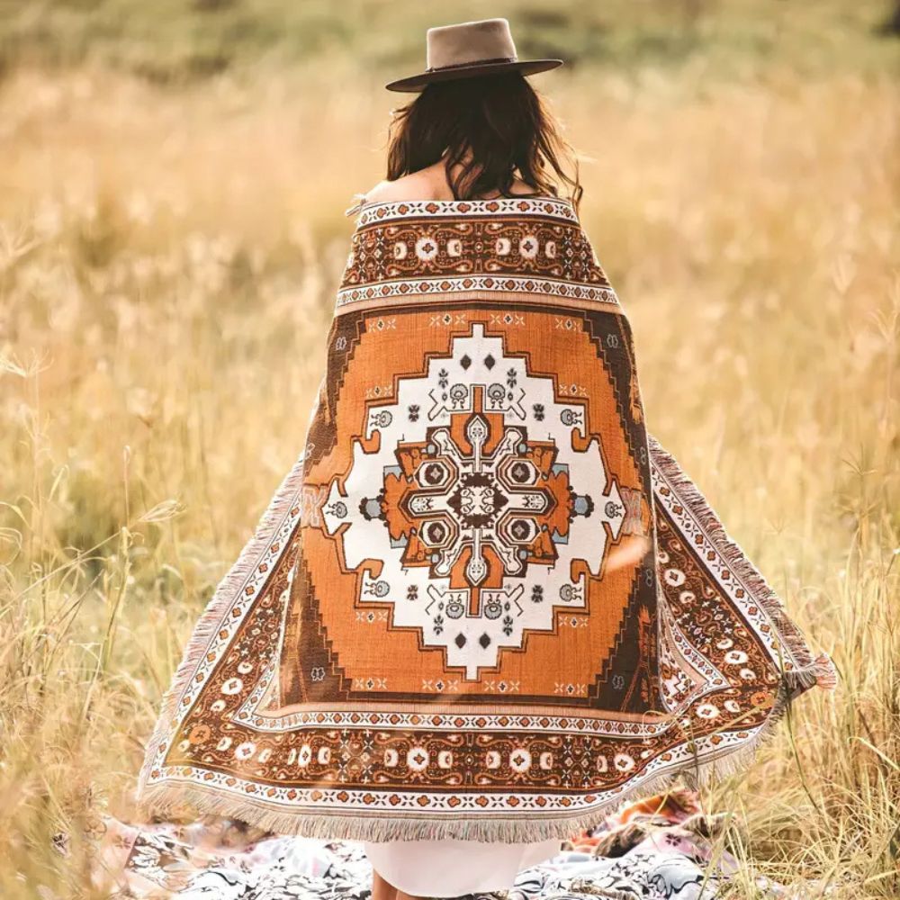 Gemusterte Boho-Decke 130 x 160 cm