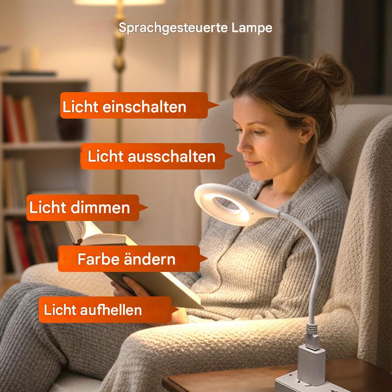 Sprachgesteuerte USB LED Lampe – High-Tech Schreibtischlampe mit Ringlicht & flexiblem Arm