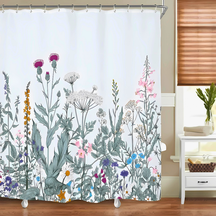 Duschvorhang mit Pflanzenmotiv im Landhausstil – 180 x 180 cm