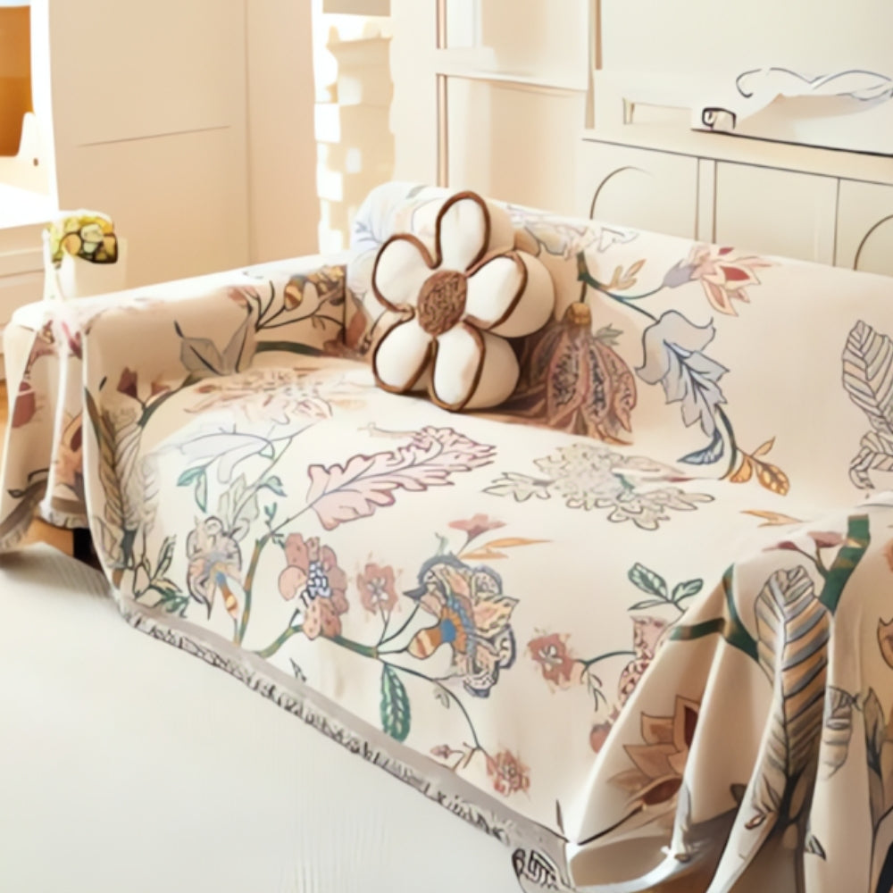 Wendbarer Sofaüberwurf aus floralem Jacquard