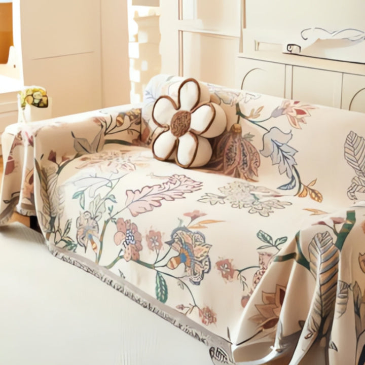 Wendbarer Sofaüberwurf aus floralem Jacquard
