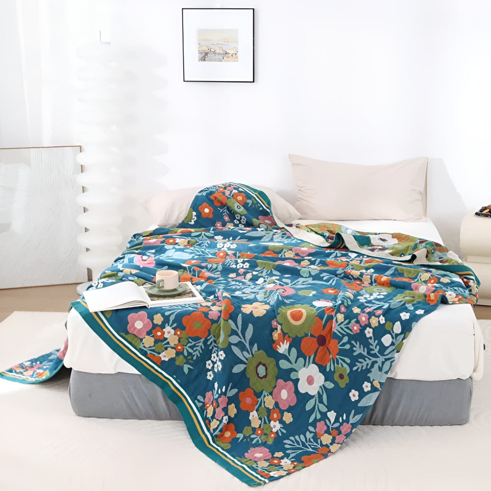Leichte Baumwolldecke mit Wildblumen