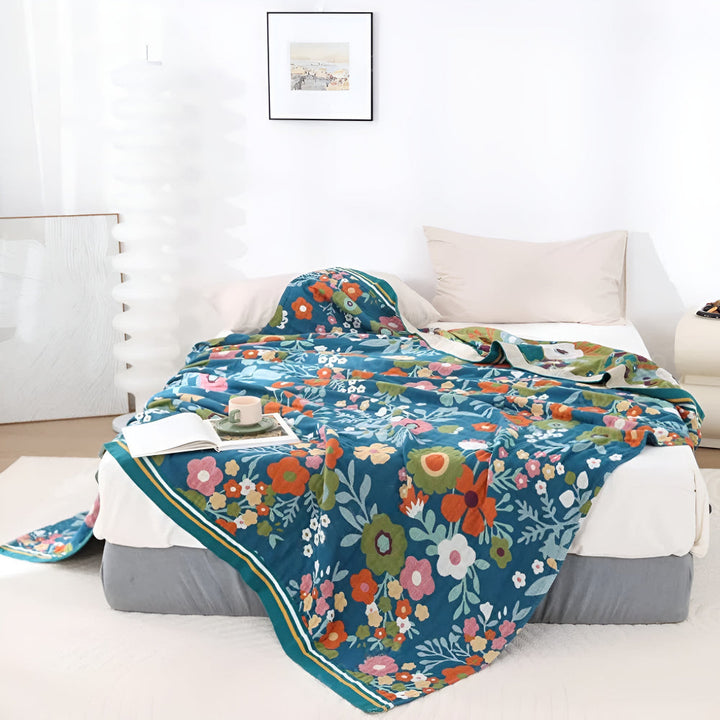 Leichte Baumwolldecke mit Wildblumen