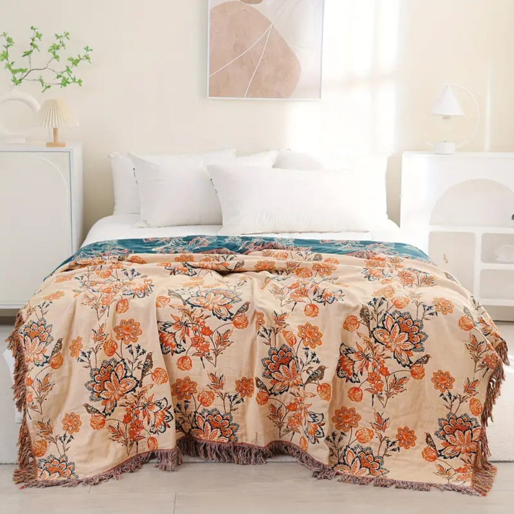 Rustikale Tagesdecke aus Baumwolle im Boho-Stil 200 x 230 cm