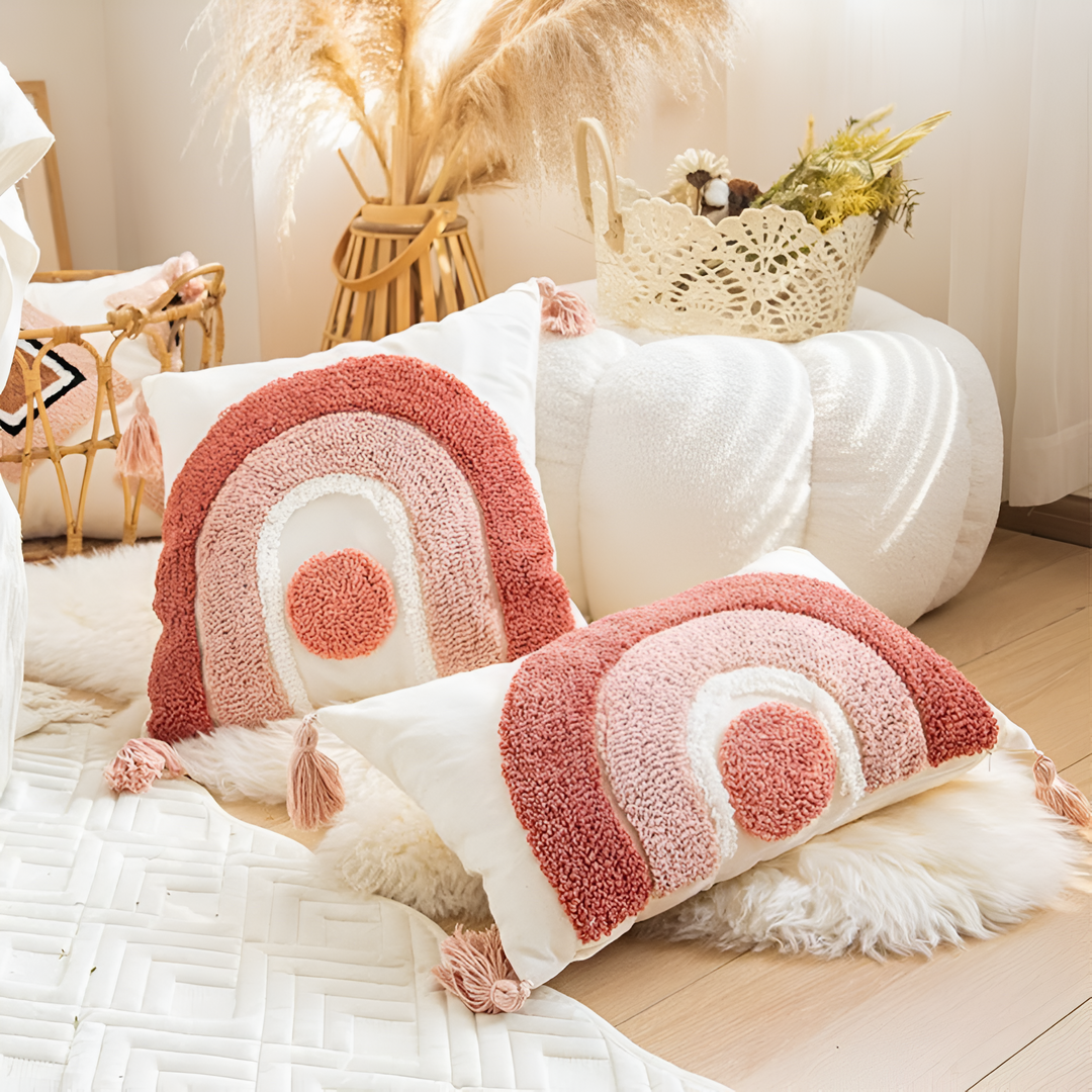 Boho-Kissenhülle aus getufteter Baumwolle