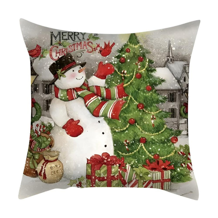 Weihnachtliche Kissenhülle aus Polyester und Leinen