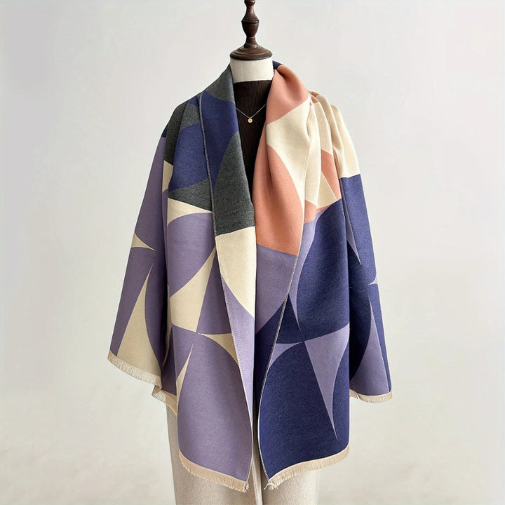 Wendbarer zweifarbiger Poncho-Schal