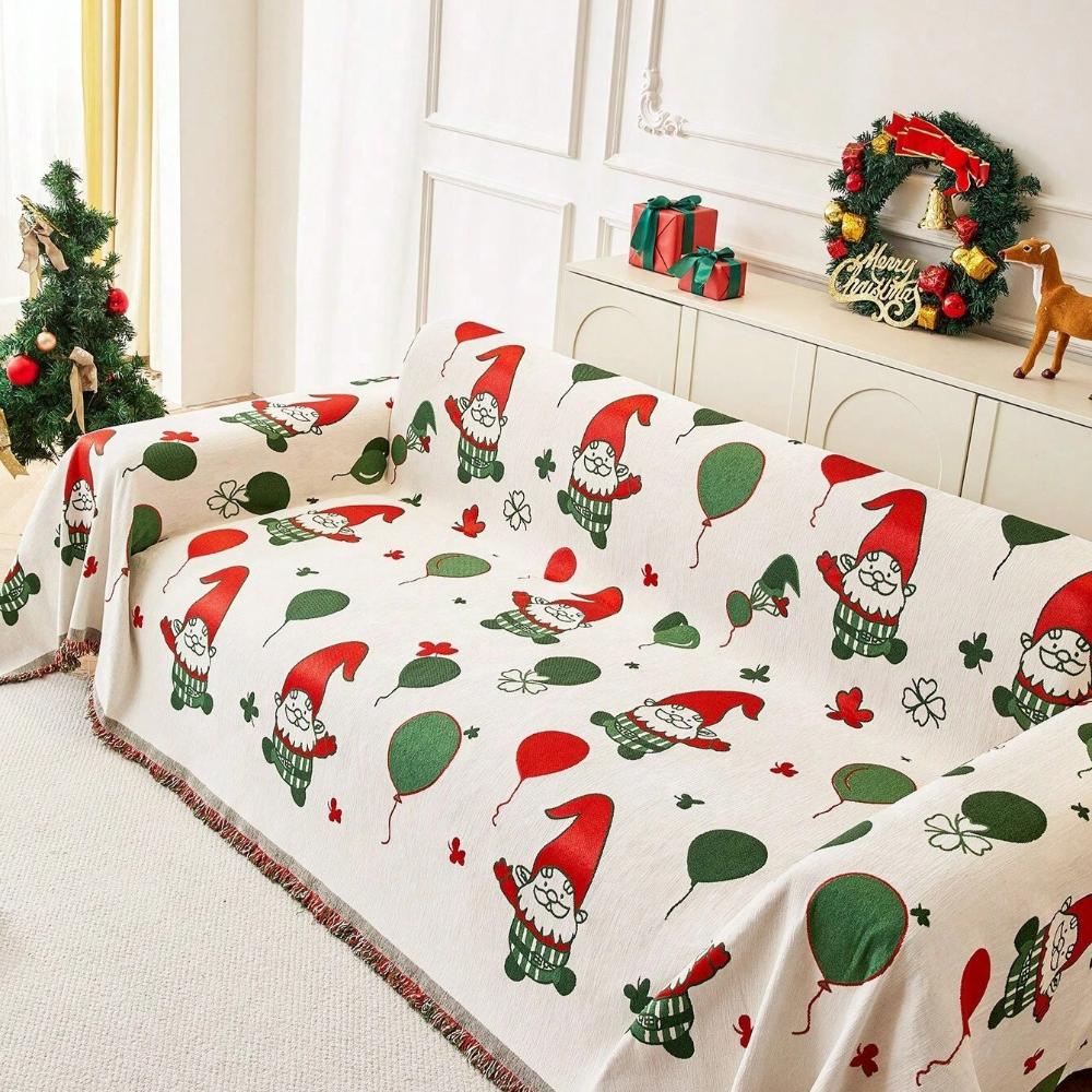 Gesteppter Sofaüberwurf mit Weihnachtswichteln