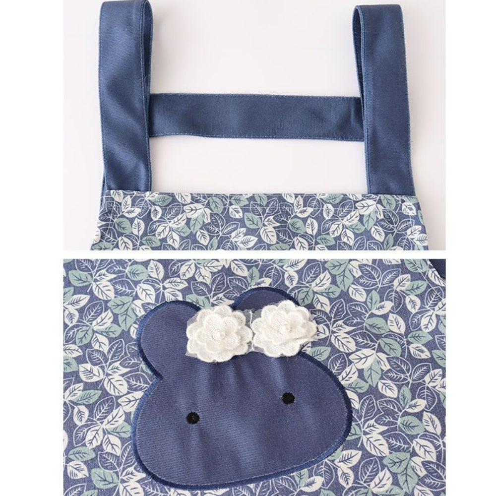 Baumwollschürze mit Hasen- und Blumenmuster