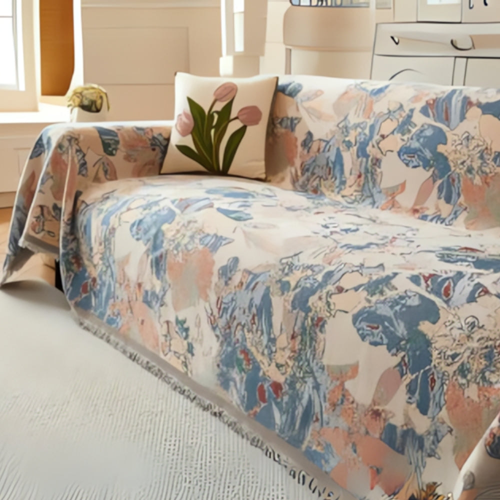 Wendbarer Sofaüberwurf aus floralem Jacquard