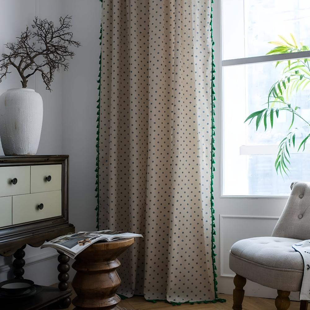 Blumenvorhang aus Baumwoll-Leinen-Mischgewebe im Landhausstil
