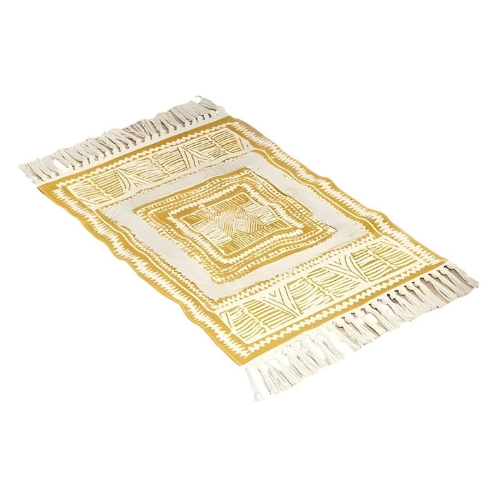Boho-Teppich mit Fransen, gelb