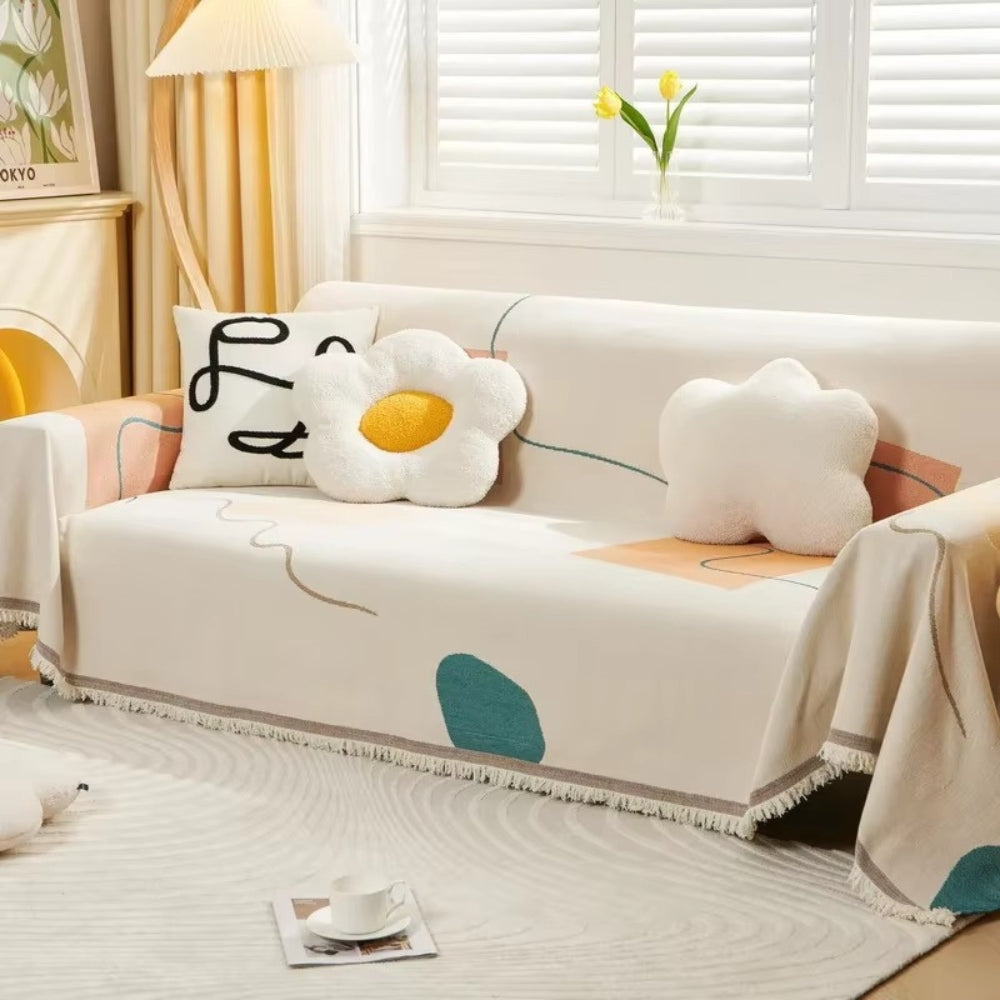 Chenille-Sofadecke mit dezentem geometrischem Muster