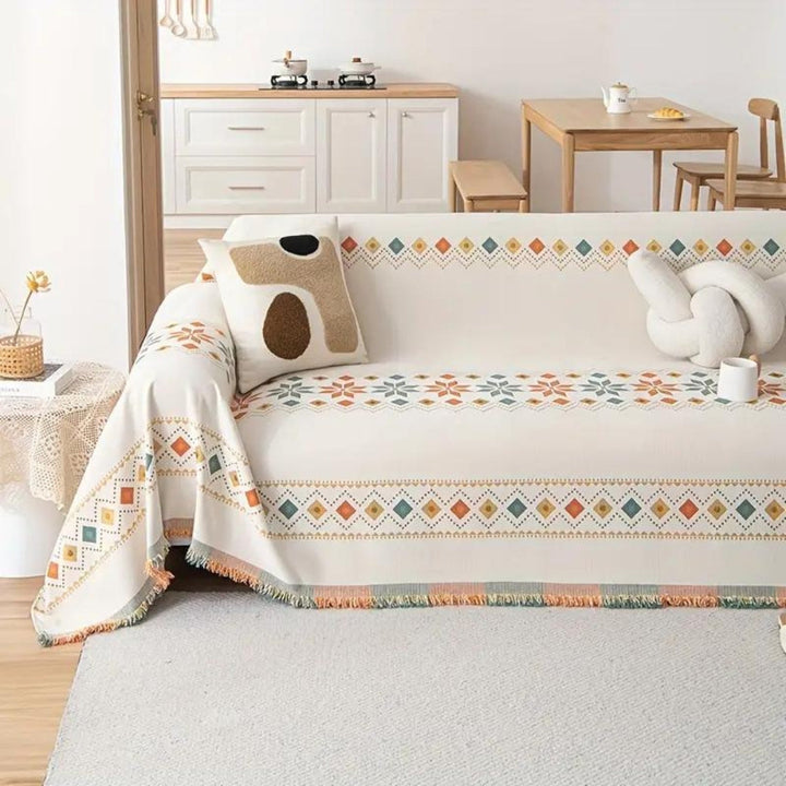 Boho-Sofaüberwurf aus Chenille mit Fransen