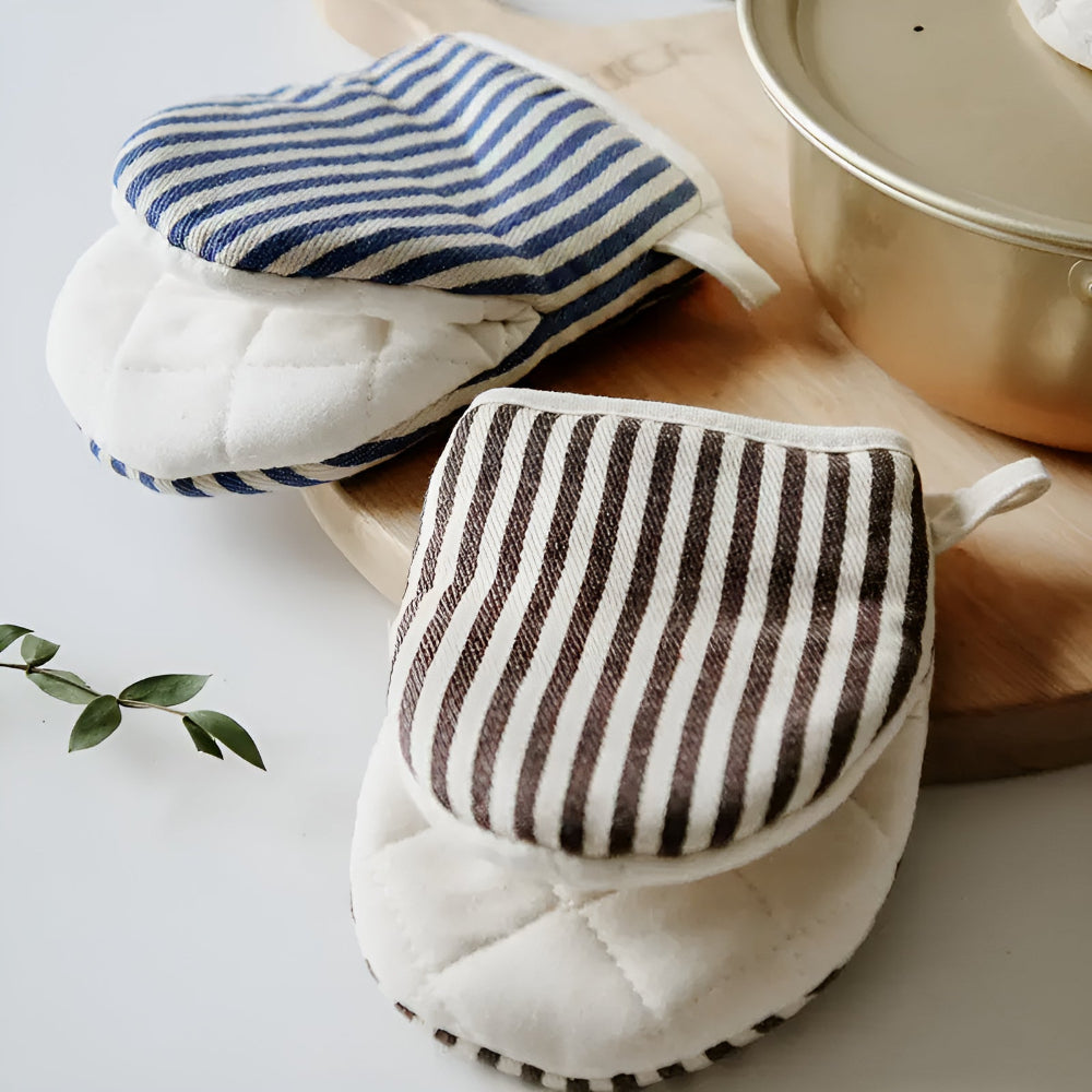 Gestreifte Ofenhandschuhe, hitzebeständig