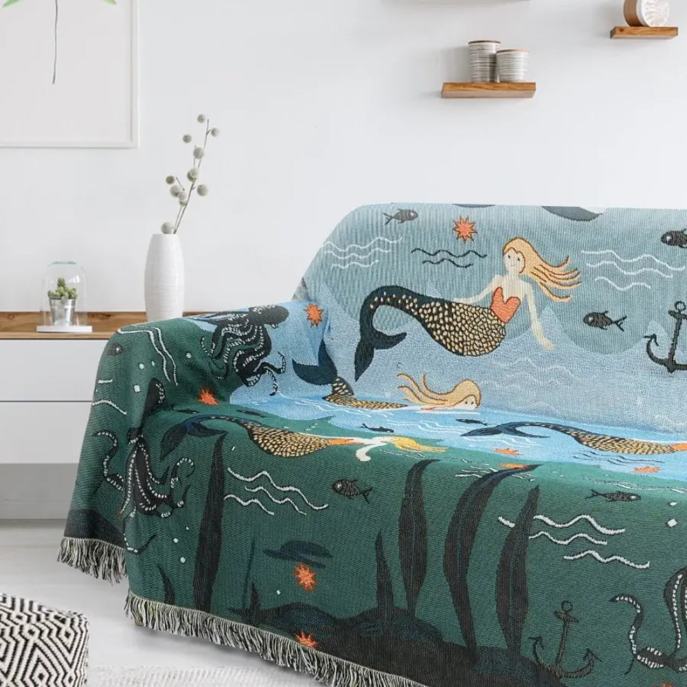 Sofaüberwurf mit Unterwassermotiv